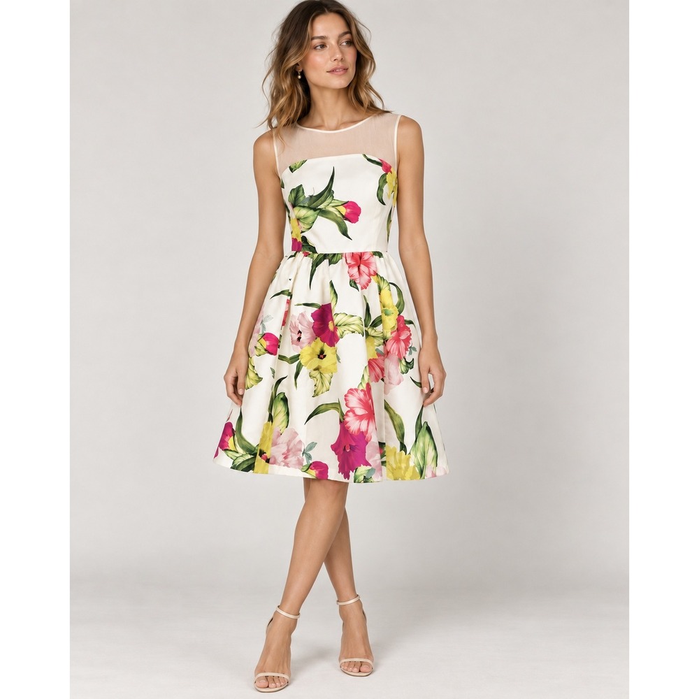 Ted Baker London Dress Women's 6 Iberis Flowers At High Tea Print Feminine Party